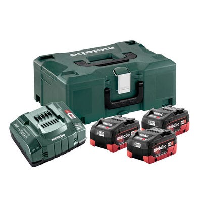 Pack 3 Batteries 18 V 5,5 Ah LiHD + Chargeur Ultrarapide ASC 145 en box - METABO