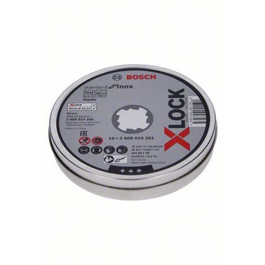 Lot de 10 disques à tronçonner X-Lock moyeu plat métal inox Diam.115 x 1 mm - BOSCH