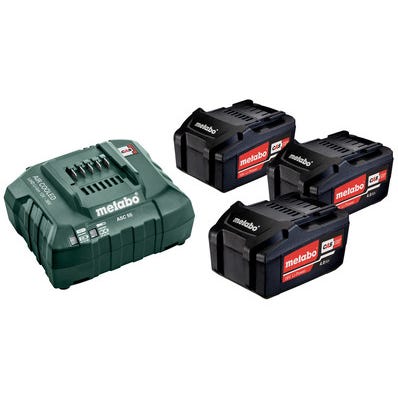 Pack 3 Batteries 18 V 4 Ah LiHD + chargeur rapide ASC 55 en box - METABO