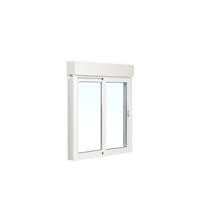 Fenêtre aluminium H.125 x l.120 cm coulissant 2 vantaux avec volet roulant intégré blanc