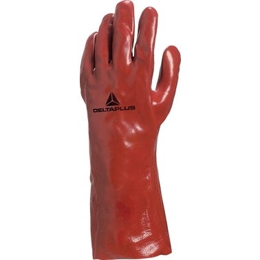 Gant PVC / coton rouge 35 cm T.10 - DELTA PLUS