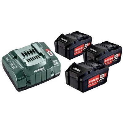 Pack 3 Batteries 18 V 5,2Ah Li-Power + chargeur rapide ASC55 en box - METABO