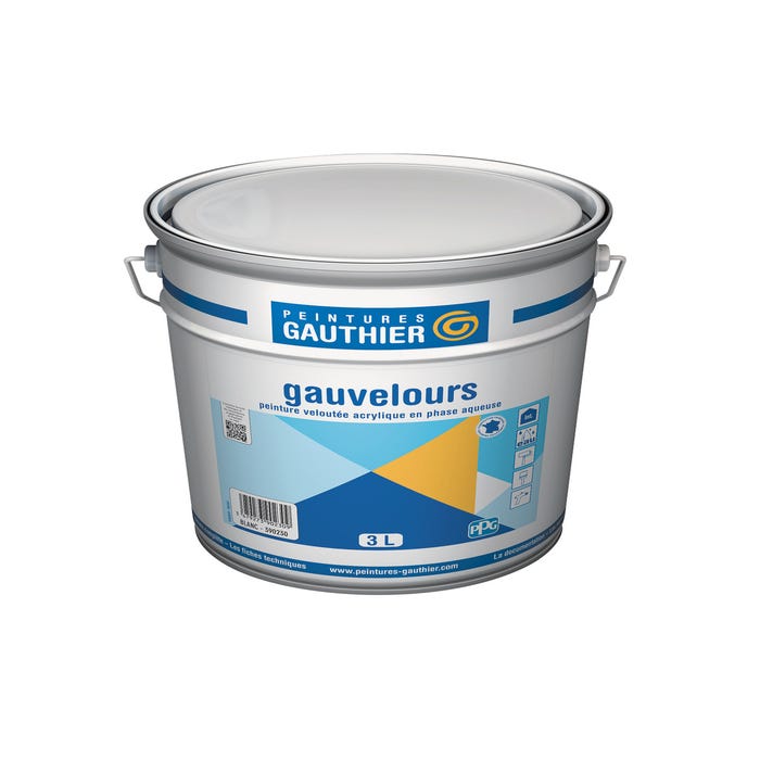 Peinture intérieure murs et plafonds acrylique velours blanc 3 L Gauvelours - GAUTHIER