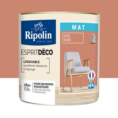 Peinture intérieure multi-supports acrylique mat ocre nubie 0,5 L Esprit déco - RIPOLIN