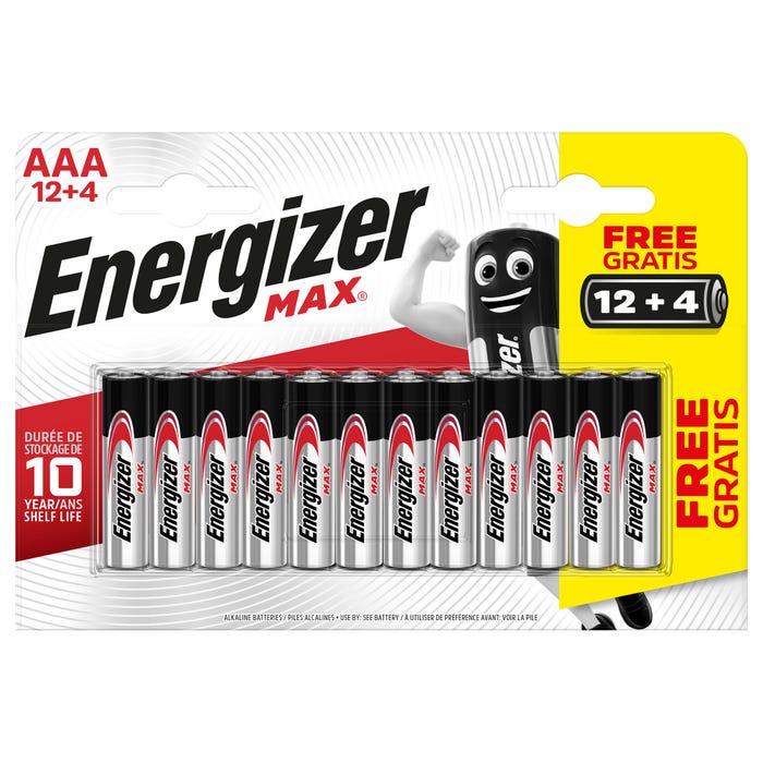 Lot 16 piles aaa max energizer 12+4