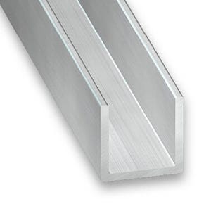 Profilé en U aluminium brut l.10 x Ep.10 mm L.100 cm
