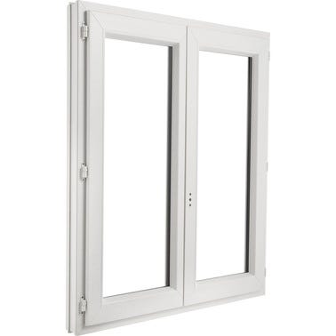 Fenêtre PVC H.125 x l.120 cm ouvrant à la française 2 vantaux blanc