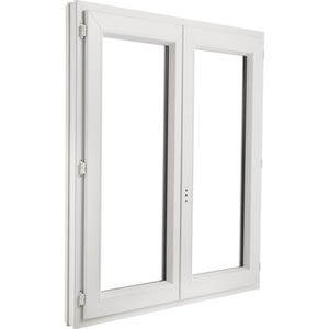 Fenêtre PVC H.105 x l.100 cm ouvrant à la française 2 vantaux blanc