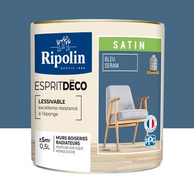 Peinture intérieure multi-supports satin bleu seram 0,5 L Esprit déco - RIPOLIN 