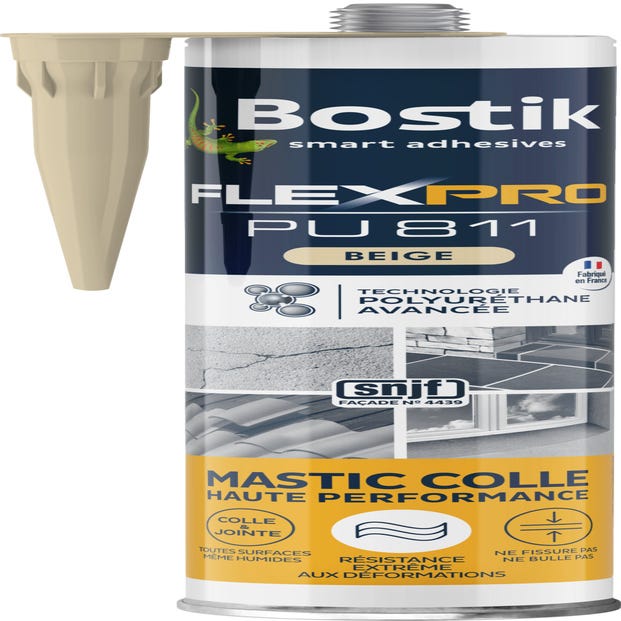 Mastic colle et joint haute performance beige 300 ml Flexpro Pu 811 - BOSTIK
