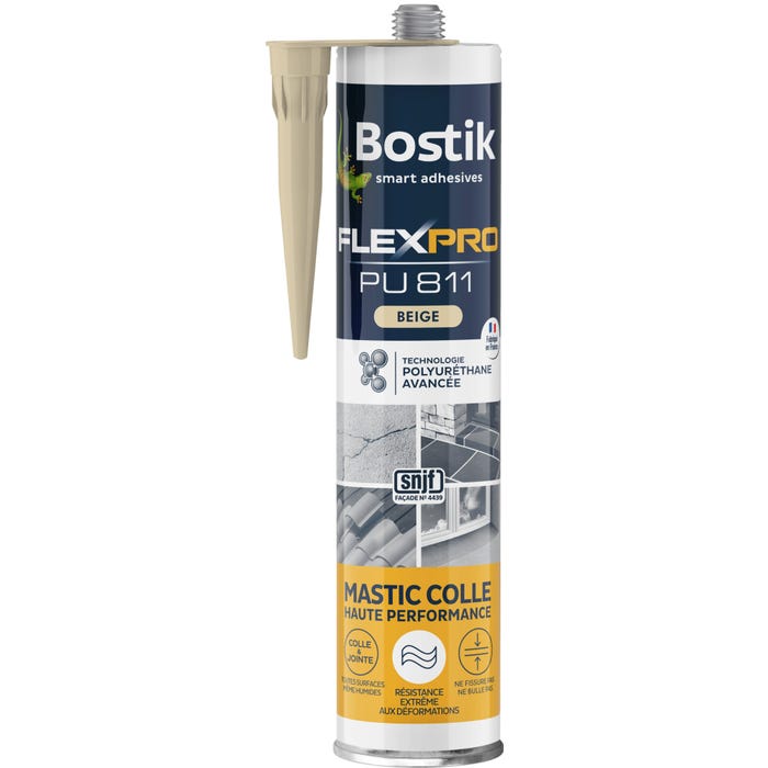 Mastic colle et joint haute performance beige 300 ml Flexpro Pu 811 - BOSTIK