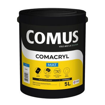 Peinture intérieure murs et plafonds acrylique mat blanc 5 L Comarcryl - COMUS