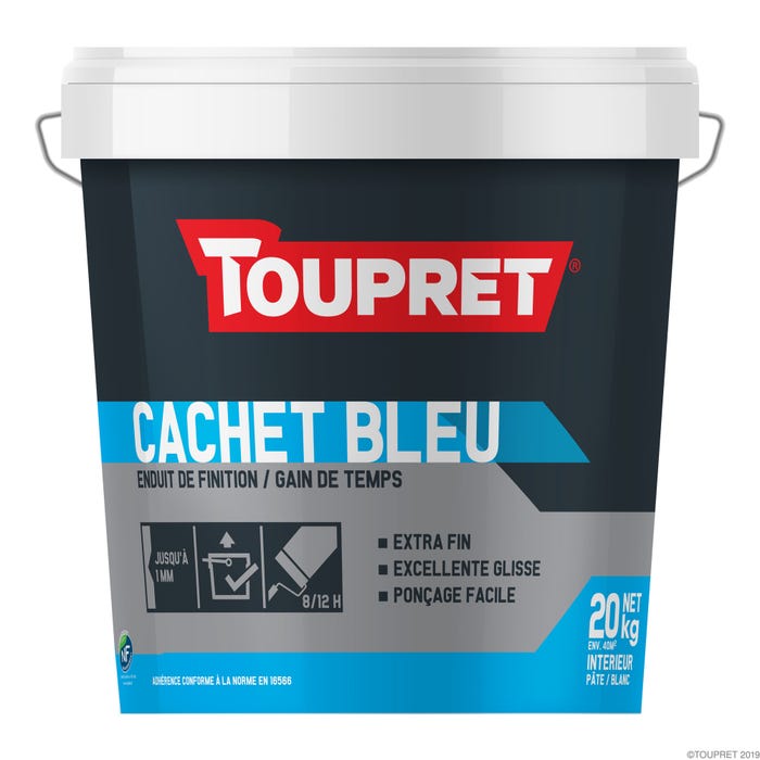 Enduit de lissage en pâte gain de temps intérieur 20 kg - Cachet bleu TOUPRET