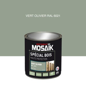 Peinture bois acrylique satin vert olivIer RAL 6021 0,5 L - MOSAÏK