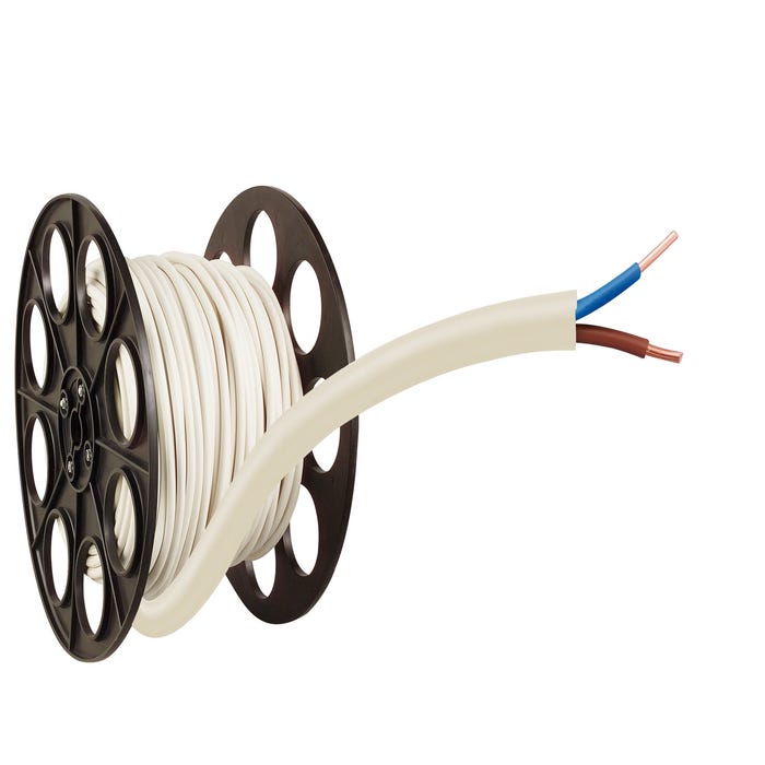 Cable électrique HO5VVF 2x1,5 mm² blanc 5 m