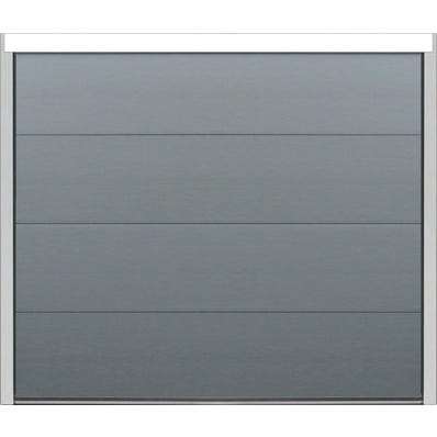 Porte de garage sectionnelle grise polygrain motorisée l.240 x H.200 cm x Ep.40 mm