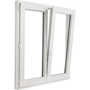 Fenêtre PVC H.75 x l.100 cm ouvrant à la française 2 vantaux blanc
