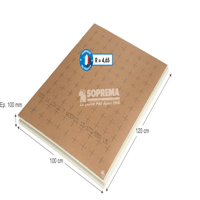 Panneaux polyuréthane R = 4,65 L.120 x l.100 cm Ep 100 mm - SOPREMA