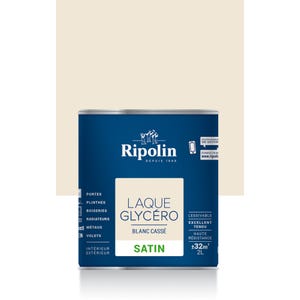 Peinture intérieure et extérieure multi-supports glycéro satin blanc cassé 2 L - RIPOLIN