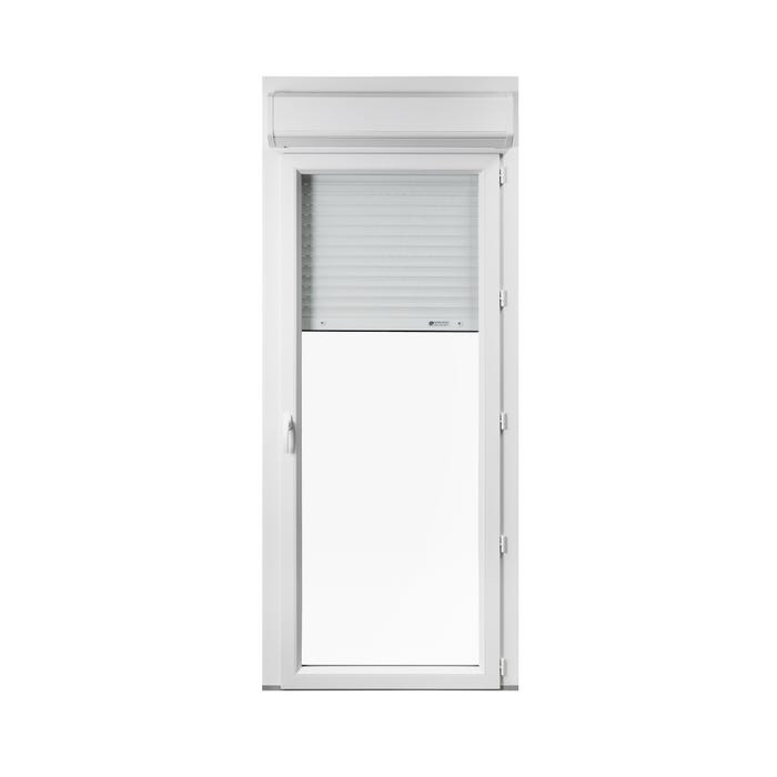Porte-fenêtre PVC avec volet roulant intégré monobloc Of G 1 vantail H.205 x L.80 cm - GROSFILLEX