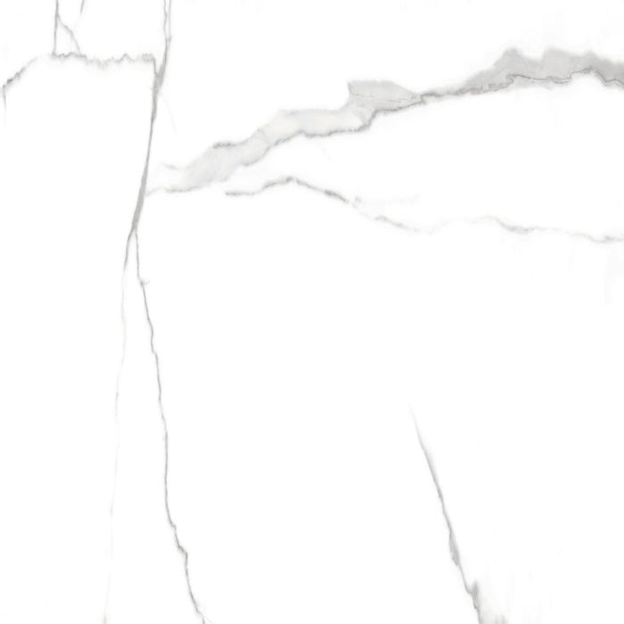 Carrelage sol intérieur effet marbre l.60x L.120cm - Num Blanc