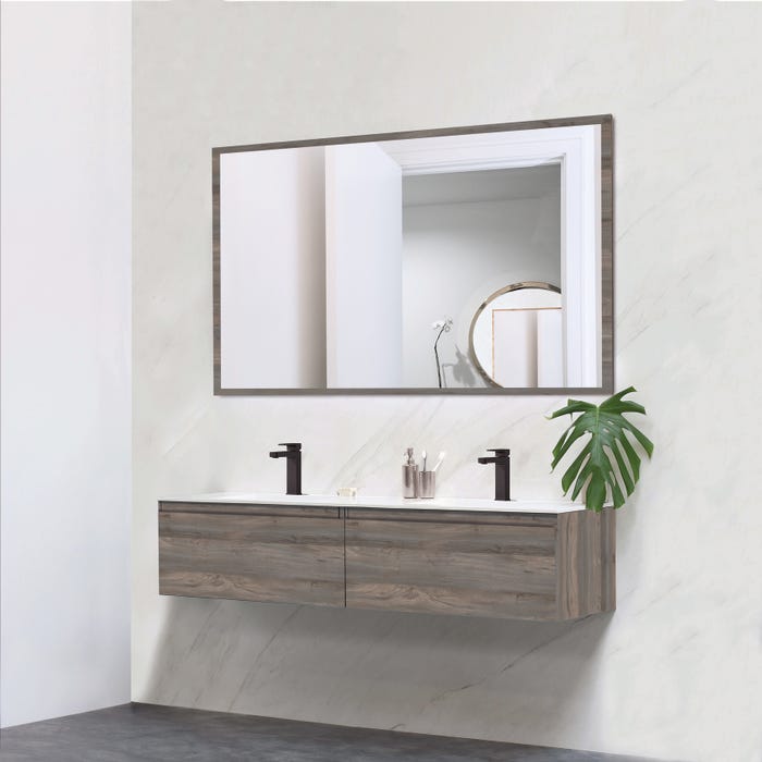 Miroir de salle de bain décor chêne grisé l.120 x H.80 x Ep.2 cm Atlantis
