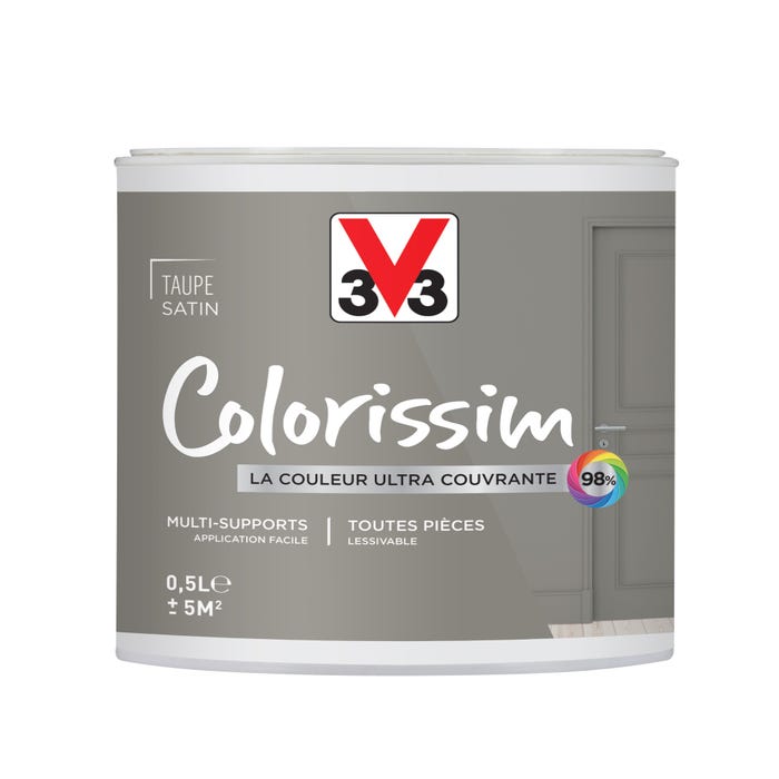 Peinture intérieure multi-supports acrylique satin taupe 0,5 L - V33 COLORISSIM