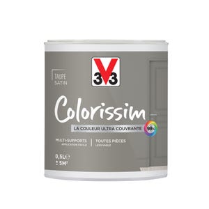 Peinture intérieure multi-supports acrylique satin taupe 0,5 L - V33 COLORISSIM