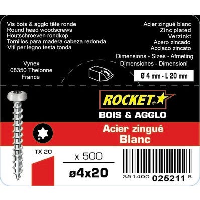 Vis rocket tr tx bichro 4x20 x500