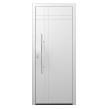 Porte d'entrée aluminium blanche bâton maréchal poussant droit H.215 x l.90 cm Avila premium
