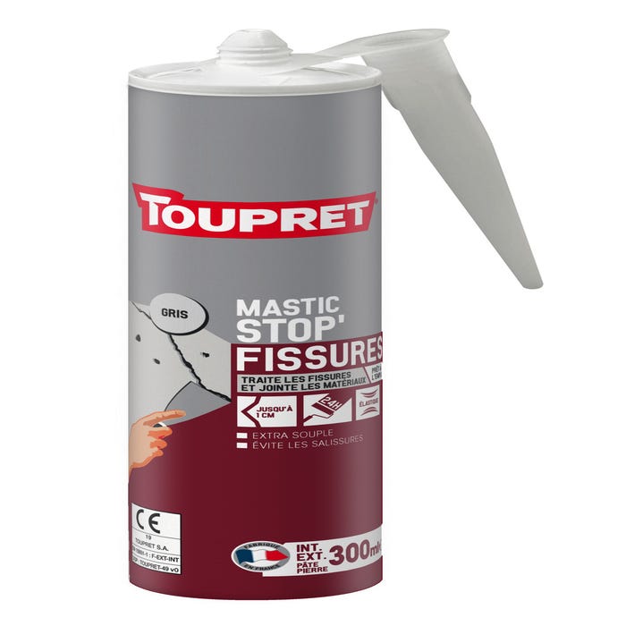 Mastic acrylique stop fissures gris 300 ml - TOUPRET