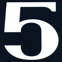Numéro de rue "5" en PVC adhésif L.110 x l.75 mm - CHAPUIS