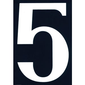 Numéro de rue "5" en PVC adhésif L.110 x l.75 mm - CHAPUIS