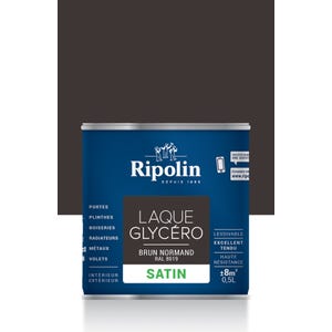 Peinture intérieure et extérieure multi-supports glycéro satin brun normand 0,5 L - RIPOLIN