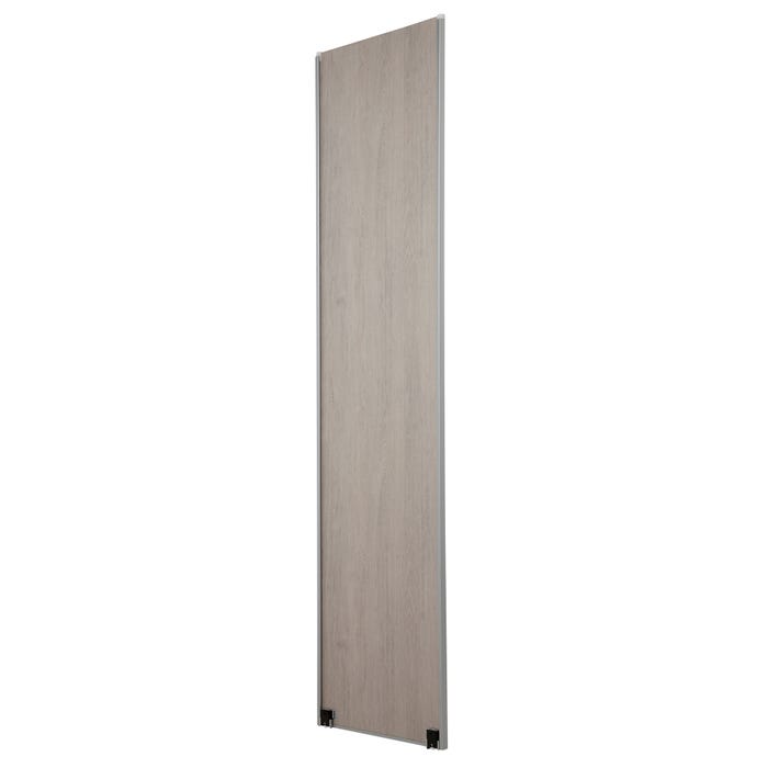 Porte de placard coulissante - 1 Vantail décor Chêne Cendré partitionné miroir 10x900x2500mm