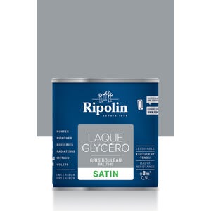 Peinture intérieure et extérieure multi-supports glycéro satin gris bouleau 0,5 L - RIPOLIN