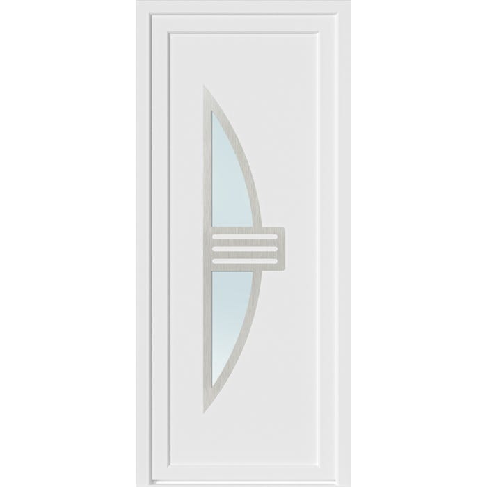 Porte d'entrée PVC blanc poussant droit H.215 x l.90 cm Neptune