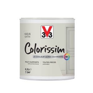 Peinture intérieure multi-supports acrylique satin kaolin 0,5 L - V33 COLORISSIM