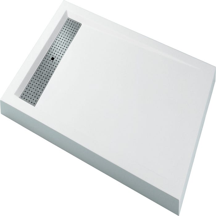 Receveur de douche extra-plat à poser 80 x 120 cm en Solid Surface Blanc