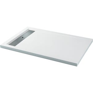 Receveur de douche extra-plat à poser 80 x 120 cm en Solid Surface Blanc
