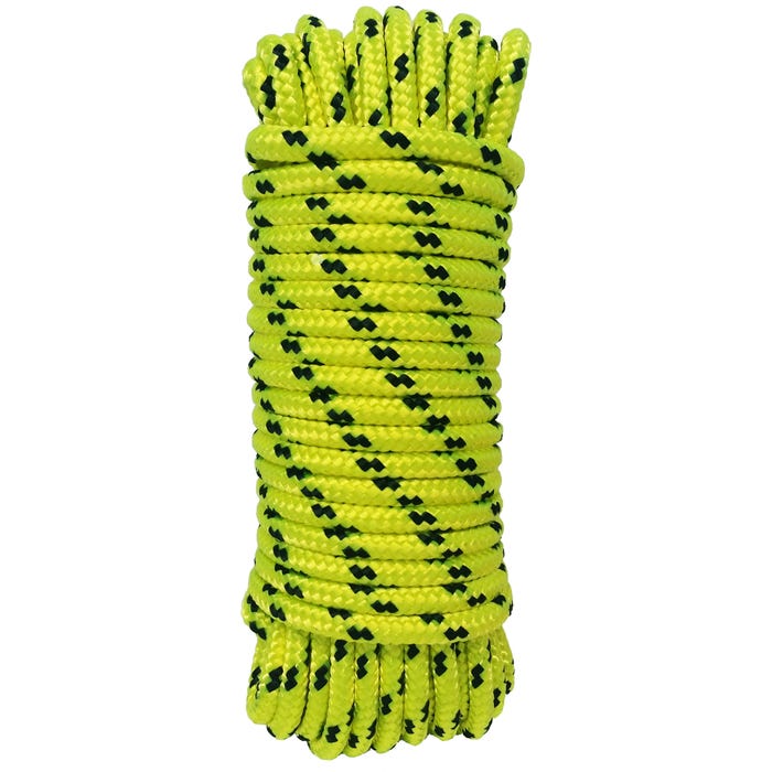 Corde tréssée polyester jaune 6 mm Long.10 m