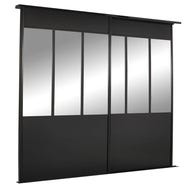 Pack double porte de placard Atelier noire et verrière miroir H.2500 x L.1500 mm