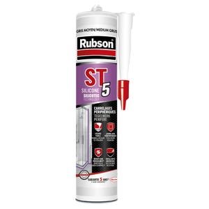 Mastic silicone sanitaire carrelage gris 300 ml ST5 - RUBSON