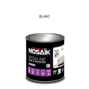 Peinture intérieure multi support acrylique velours blanc 0,5 L Mosaline - MOSAIK