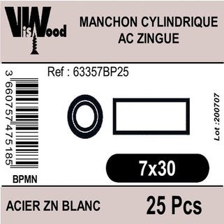 Manchons cylindrique zingué M7X30X150 x25 - VISWOOD