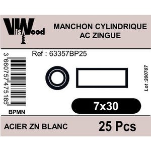 Manchons cylindrique zingué M7X30X150 x25 - VISWOOD