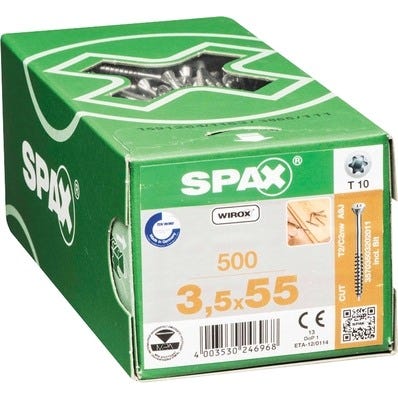 Vis pour plancher en bois empreinte Torx 3,5 x 55 mm 500 pièces - SPAX