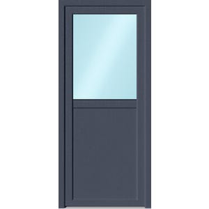 Porte de service PVC demi vitrée Bicolor poussant droit H.200 x l.80 cm