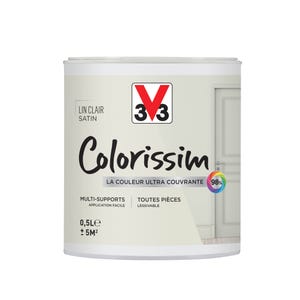 Peinture intérieure multi-supports acrylique satin lin clair 0,5 L - V33 COLORISSIM