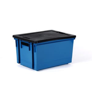 Bac de rangement plastique bleu avec couvercle 10 L - EDA 